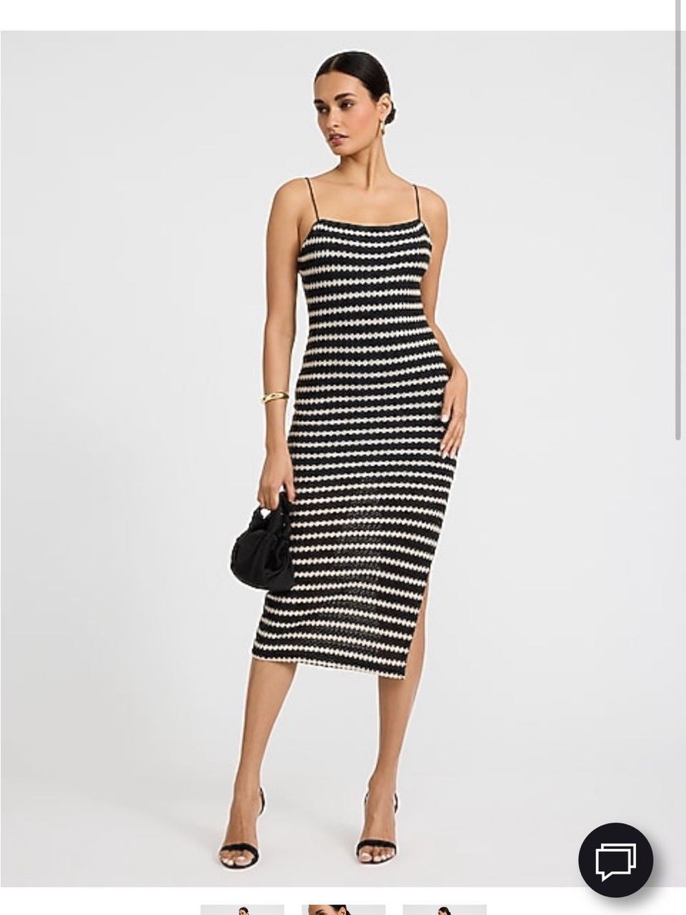 Express Black & White Striped Spaghetti‑Strap Midi Dress
